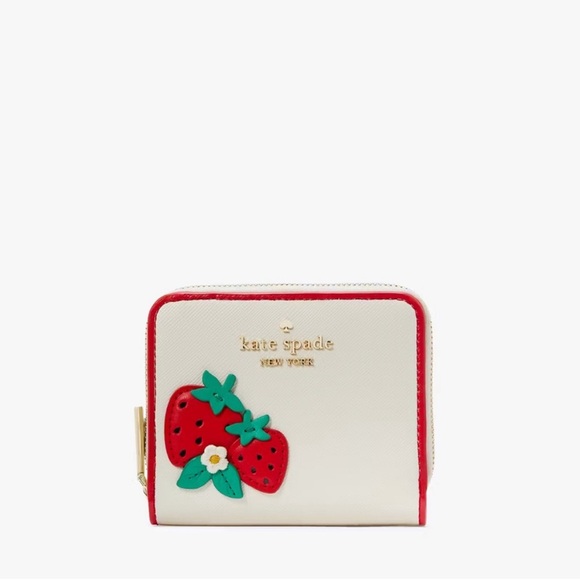 ♠️kate spade Strawberry Dreams Small Zip Around Bifold Wallet NWT - Picture 6 of 6